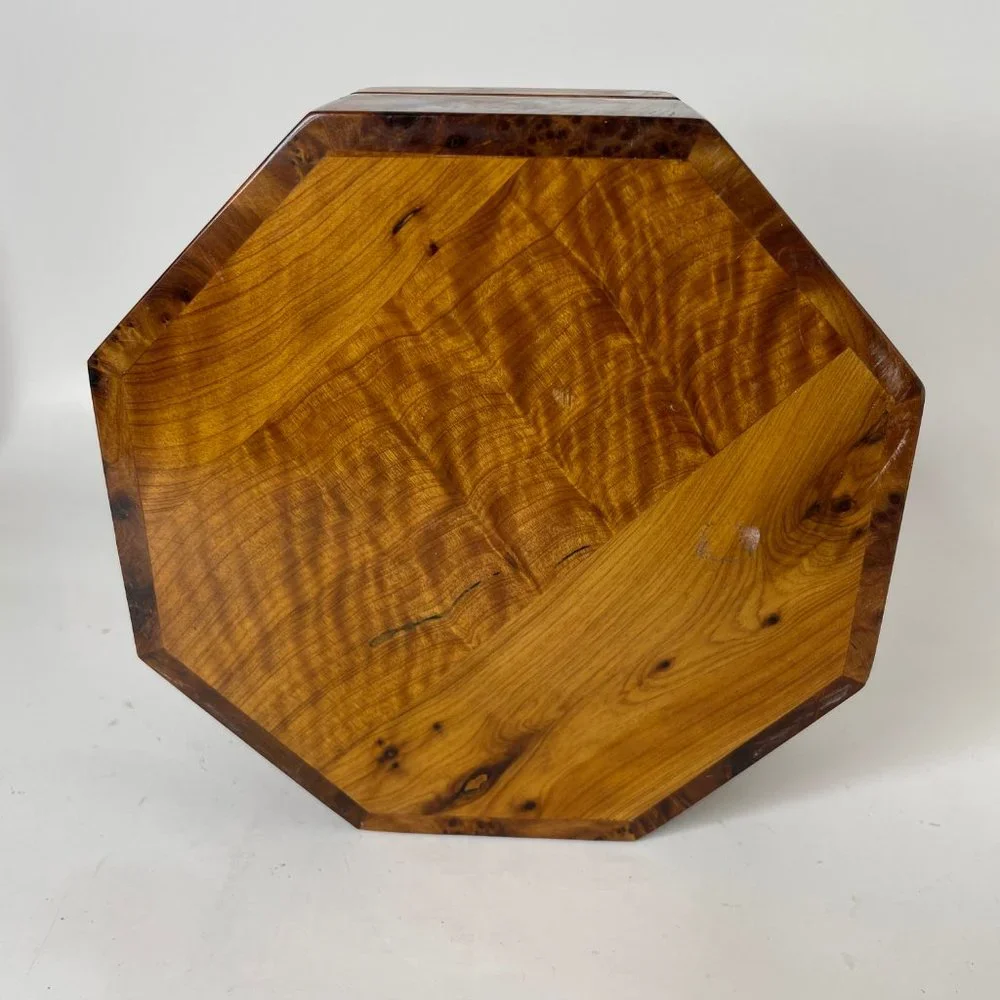 Moroccan Thuya Burl Wood Octagonal Jewelry Box Burl Wooden Inlay Box